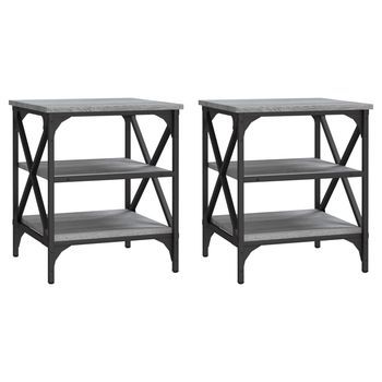 2 Uds Mesas Auxiliares | Mesita Auxiliar | Mesa De Café Madera Gris Sonoma 40x42x50 Cm