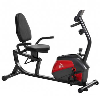 HOMCOM Bicicleta Estática con Respaldo de 8 Niveles de Resistencia Volante Asiento Ajustable Pantalla LCD y Soporte