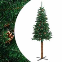 arbol de navidad  decoraciones de navidad delgado madera autentica y pinas pvc 150 cm cfw655100