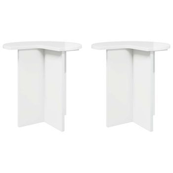 Mesa Lateral 2 Uds. Brillante Ø 39 X 38 Cm Madera De Ingeniería Vidaxl
