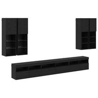 conjunto de mueble para tv de pared 7 uds roble negro vidaxl