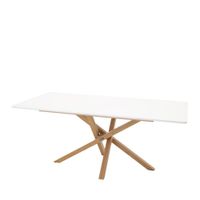 mesa de comedor para 8 personas de madera y metal - blanco