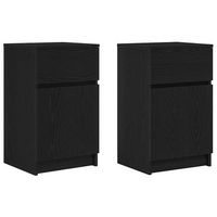 pack 2 uds mesillas de noche  mesita de noche  madera de ingenieria negra 39x35x65 cm