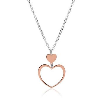 Cadena de plata 925 corazones chapados en oro rosa