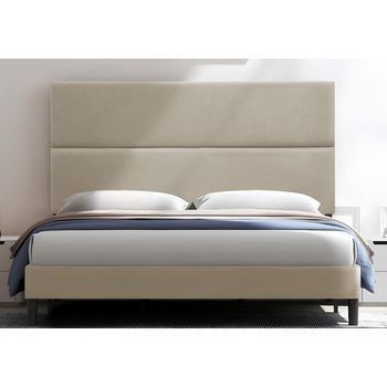 Cabecero Cama Duo Largo Tapizado Tejido Antimanchas Beige 180x125cm