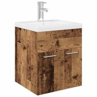 mueble fregadero con lavabo y grifo empotrados madera vieja
