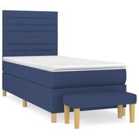 cama tapizada 193x90x128 cm tejido 100  poliester contrachapado y madera tratada - azul