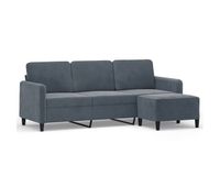 vidaxl sofa de 3 plazas con taburete de terciopelo gris oscuro 180 cm