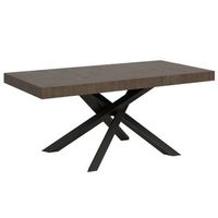 mesa extensible 8 a 14 personas madera oscura y antracita patas entrelazadas l 180 a 284 cm artemis