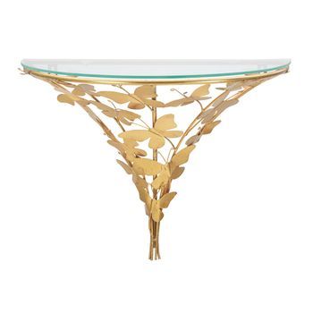 Mesita De Noche Suspendida De Metal Dorado Con Mariposas Cm 44,5x24,5x34,5