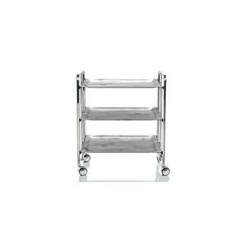 Carrito Auxiliar Plegable Bauhaus Cromado Con Ruedas – 3 Niveles Y 3 Posiciones,,pino Envejecido