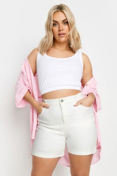 Yours Vaqueros Mom Cortos Blancos, Mujer Curvy Y Tallas Grandes, Yours