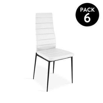 Pack 6 Sillas De Comedor Símil Piel 44x42 Cm Emi Blanco - Negro 44 X 96 X 42 Cm
