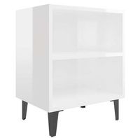 mesita de noche con patas de metal blanco brillo 40x30x50 cm vidaxl