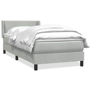 Cama Box Spring Con Colchón Terciopelo Gris Claro 80x220 Cm