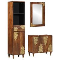 juego de muebles de bano 3 uds marron miel vidaxl