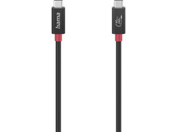 Cable USB-C - Hama 00200779, USB-C-USB-C, 40 Gbps, 240W, 8k, 1m, Negro