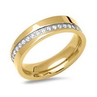 anillo de mujer de acero inoxidable chapado en oro con piedras