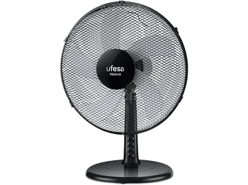 Ventilador de sobremesa - Ufesa Malmö, 50 W, 3 Velocidades, 40 cm Diámetro, Negro