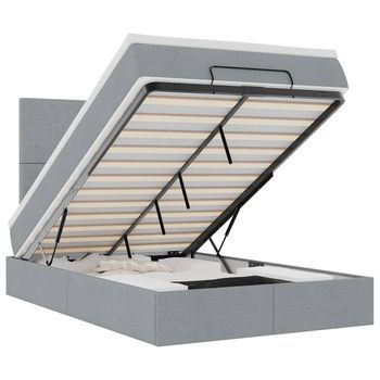 Estructura De Cama Otomana Colchón Tela Gris Claro Vidaxl