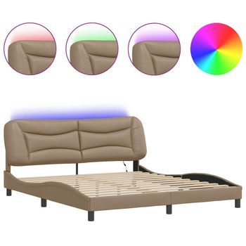 Estructura De Cama Con Led Sin Colchón Hvar Capuchino 180x200 Cm Vidaxl