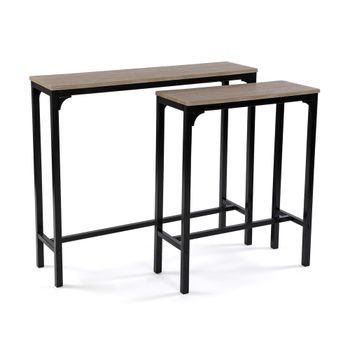 Consola recibidor (set de 2) en aglomerado efecto madera y metal negro