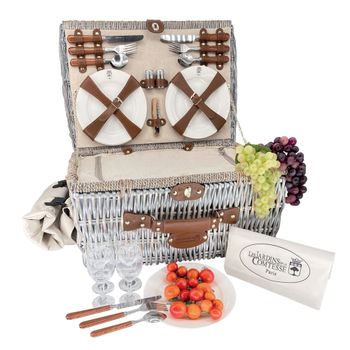 Cesta picnic de mimbre angers beige para 4 personas