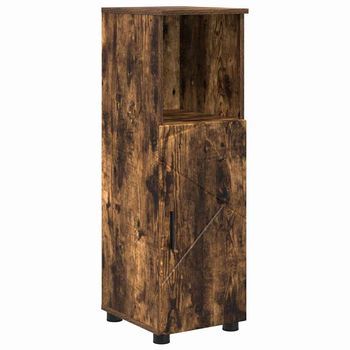 Gabinete De Baño | Armario De Baño Con Puerta Roble Ahumado 30 X 35 X 95 Cm