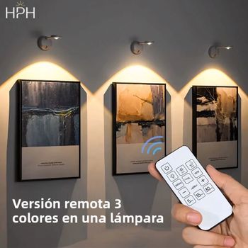 Lámpara de Pared con Sensor Humano Inteligente HPH, Luz de Pared Inalámbrica, Foco LED Regulable para Iluminación Recargable de Cuadros y Pinturas