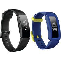 fitbit inspire hr fitness tracker  ace 2 kids fitness tracker bundle - black  blue black