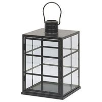 linterna metalica negra de decoracion escandinava y altura 27 cm con portavelas de cristal bintan