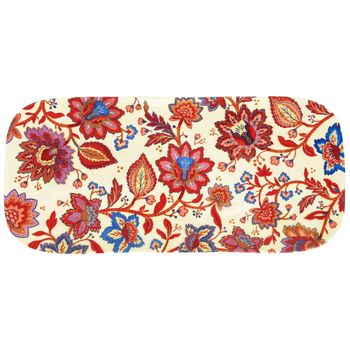 Plato largo de melamina de 37,5 cm con estampado de flores indias