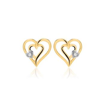 Pendientes corazón de oro 14 quilates con diamantes