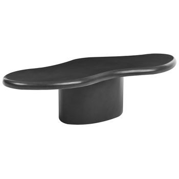 Mesa De Centro Decorativa De Mgo Forma Irregular Resistente Al Óxido Agua Y Viento 120 X 57 Cm Negro Conza
