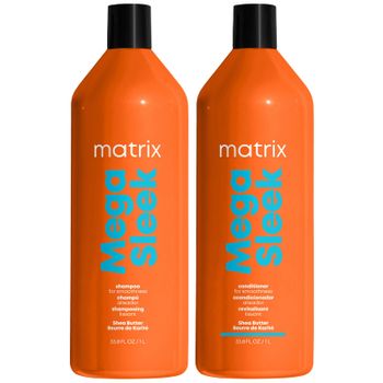 Matrix Total Results Mega Sleek Shea Butter Smoothing Shampoo and Conditioner 1000ml Duo for Frizzy Hair