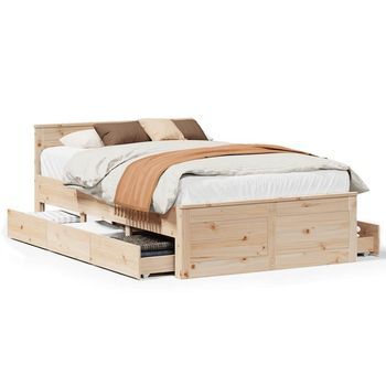 Cama Con Cabecero Sin Colchón Madera Maciza De Pino 135x190 Cm Vidaxl