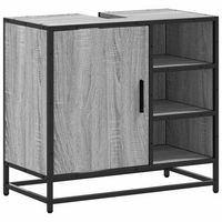 mueble de bano  armario lavabo bano madera contrachapada sonoma gris 65x33x60 cm