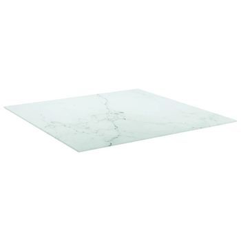 Tablero Mesa | Tablero Escritorio Diseño Mármol Vidrio Templado Blanco 80x80 Cm 6 Mm