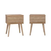 mesita de noche estilo escandinavo efecto madera set de 2 natural
