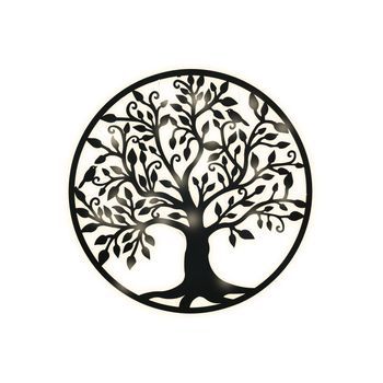 Decoracion Pared Led Metal 99x2x99 Arbol Negro