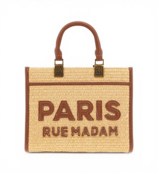 RUE MADAM PARIS para mujer. 1534 Bolso Iconique Mini Tote Straw marrón (OSFA), Casual, Poliuretano
