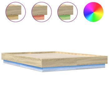 Estructura De Cama Con Luces Led Roble Sonoma 160x200 Cm Vidaxl