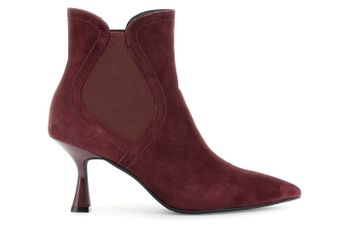botines de ante con elásticos asimétricos bordeaux 40