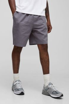 Tall Elasticated Waist Baggy Fit Split Hem Shorts, Gris