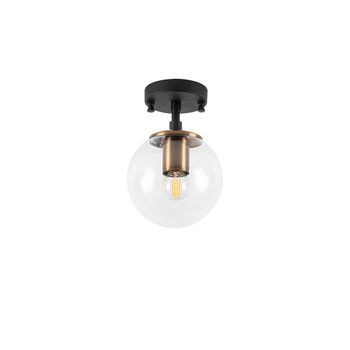 Lámpara De Techo Atmaca-10205 Negro Oro Cobrizo Metal Vidrio 15x15x23 Cm