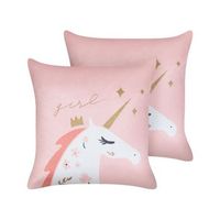 conjunto de 2 cojines infantiles de terciopelo motivo unicornio 45 x 45 cm fundas extraibles con relleno rosa uniola