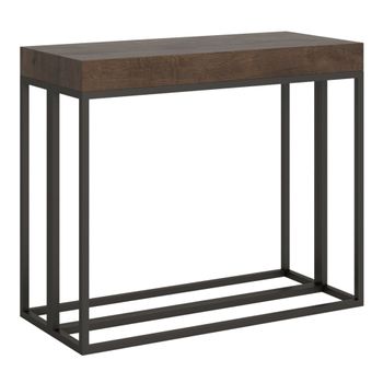 Consola extensible 90x40/196 cm efecto madera nogal, hierro