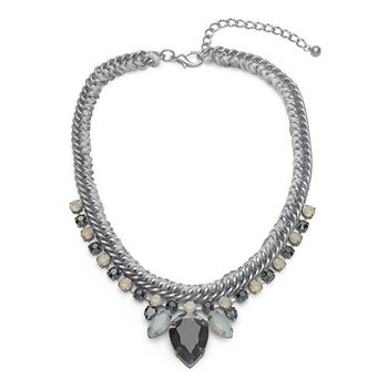 Cadena de fantasía elementos de tela plata