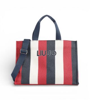 Liu Jo para mujer. 2A6026-T2176 Bolso Shopper a rayas marino (OSFA), Azul, Casual, Algodón