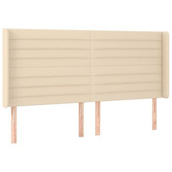 Cabecero Cama Mueble De Dormitorio Con Led De Tela 163 X 16 X 118/128 Cm Crema M02_0000503